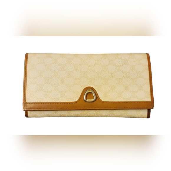 Celine Handbags - CELINE Triomphe Vintage Beige Macadam Long Bifold Leather Wallet, SMB07
